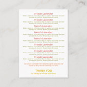 Lijst van ingrediënten van Floral Spring Soap Scen Visitekaartje (Achterkant)