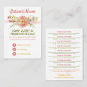 Lijst van ingrediënten van Floral Spring Soap Scen Visitekaartje (Voorkant / Achterkant)