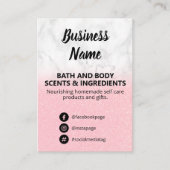 Lijst van ingrediënten van het snijvlak en van het visitekaartje (Voorkant)