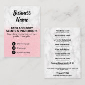 Lijst van ingrediënten van het snijvlak en van het visitekaartje (Voorkant / Achterkant)