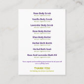 Lijst van ingrediënten van Paarse en groene flora Visitekaartje (Achterkant)