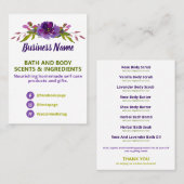 Lijst van ingrediënten van Paarse en groene flora Visitekaartje (Voorkant / Achterkant)