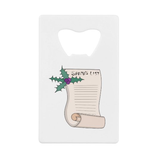 Lijst van Kerstmis Creditkaart Flessenopener (Voorkant)