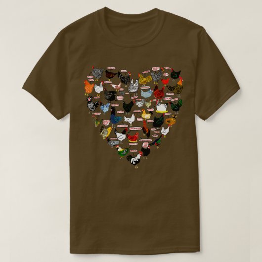 Lijst van kippenrassen landbouwer t-shirt (Design voorkant)