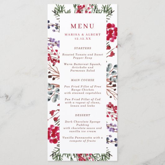 Lijst van kleurrijke winterbessen menu (Voorkant)