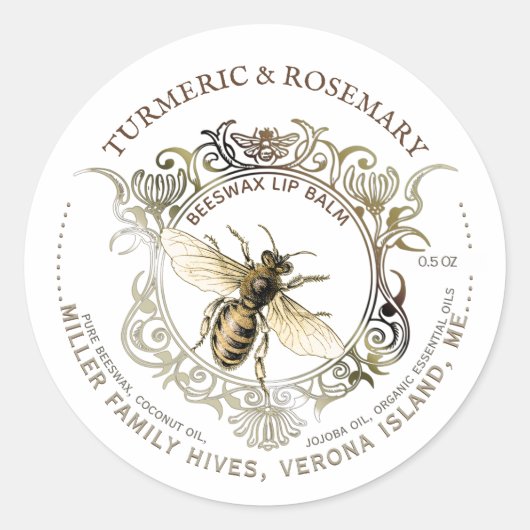 Lijst van koningin Bee Gold Ronde Sticker (Voorkant)