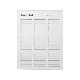 Lijst van kruideniers notitieblok