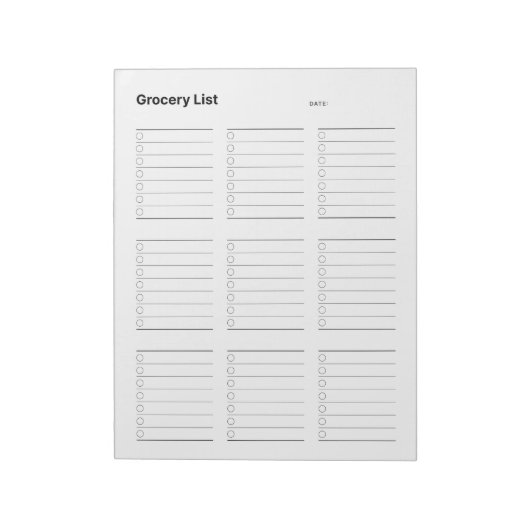 Lijst van kruideniers notitieblok (Linkerzijde)