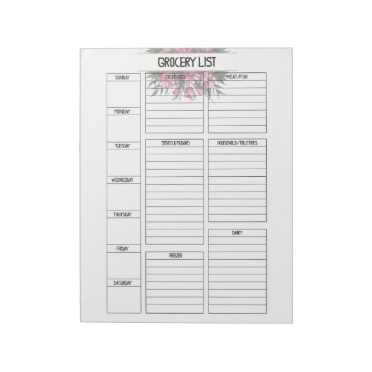 Lijst van kruideniers notitieblok (Linkerzijde)