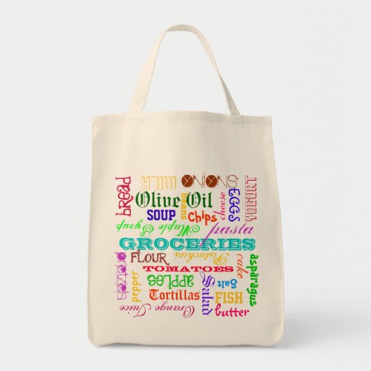 Lijst van kruidenierswaren tote bag (Voorkant)