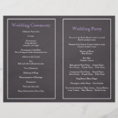 Lijst van lavendel, karton gevouwen trouwprogramma (Achterkant)