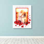 Lijst van liefdesfoto's met rode harten canvas afdruk (Insitu (Houten vloer))