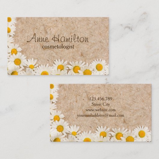 Lijst van madeliefjes visitekaartje (Voorkant / Achterkant)