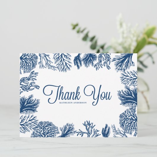 Lijst van marinevorming blauwe koraalriffen bedankkaart (Staand voorkant)