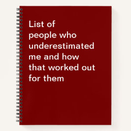 Lijst van mensen die mij hebben onderschat en hoe  notitieboek