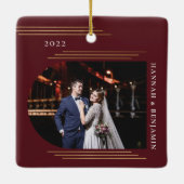 Lijst van Merry and Married Photo Arch Keramisch Ornament (Achterkant)