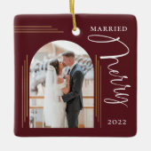 Lijst van Merry and Married Photo Arch Keramisch Ornament (Voorkant)