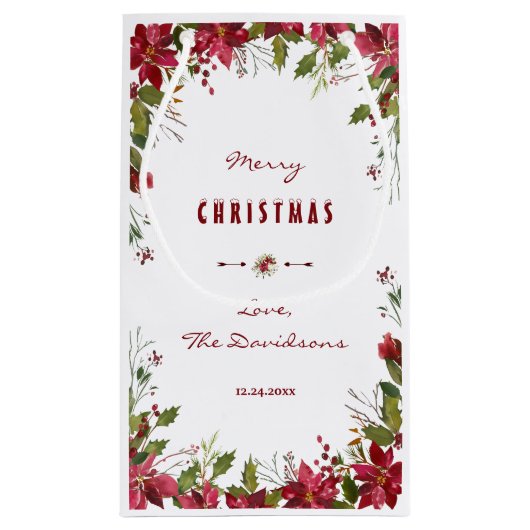 Lijst van Merry KerstRed Poinsettia Klein Cadeauzakje (Achterkant)
