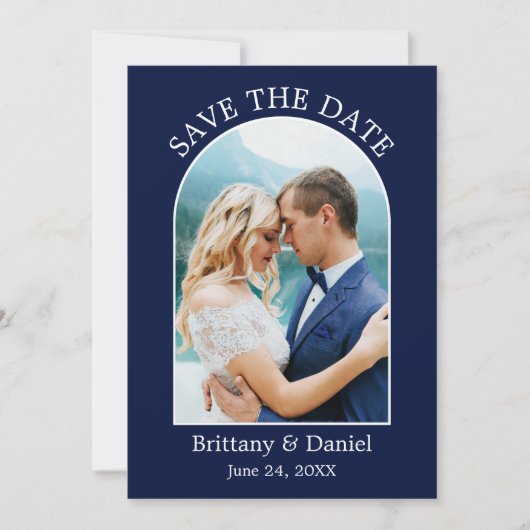 Lijst van moderne Arch Blue Save The Date (Voorkant)