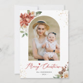 Lijst van moderne Arch Floral Merry-kerstfoto Feestdagenkaart (Voorkant)