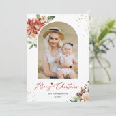 Lijst van moderne Arch Floral Merry-kerstfoto Feestdagenkaart (Staand voorkant)