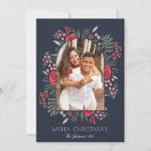 Lijst van moderne Arch Floral Merry-kerstfoto Feestdagenkaart (Voorkant)