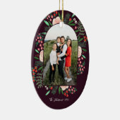 Lijst van moderne Arch Floral Merry-kerstfoto Keramisch Ornament (Rechts)