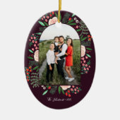 Lijst van moderne Arch Floral Merry-kerstfoto Keramisch Ornament (Voorkant)