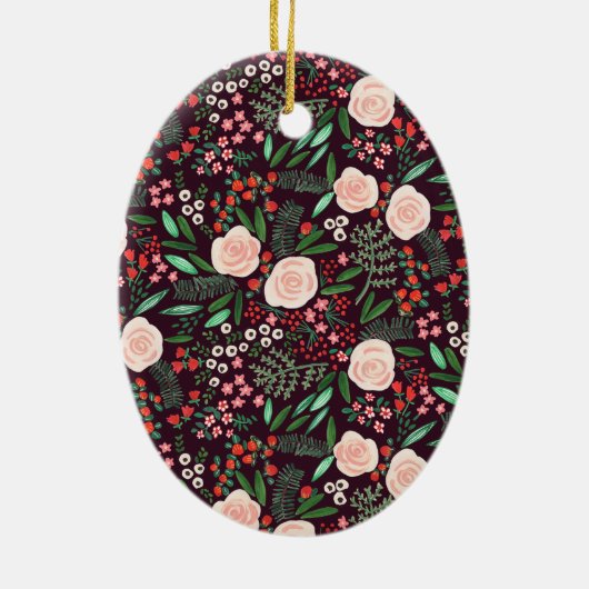 Lijst van moderne Arch Floral Merry-kerstfoto Keramisch Ornament (Achterkant)