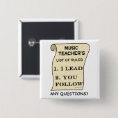 Lijst van muziekdocenten vierkante button 5,1 cm (Voorkant /achterkant)