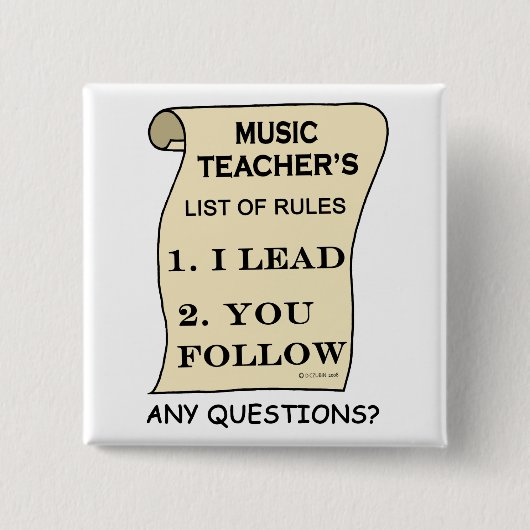 Lijst van muziekdocenten vierkante button 5,1 cm (Voorkant)