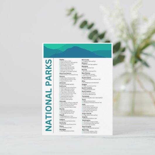 Lijst van nationale parken in de Verenigde Staten Briefkaart (Staand voorkant)