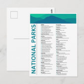 Lijst van nationale parken in de Verenigde Staten Briefkaart (Voorkant / Achterkant)