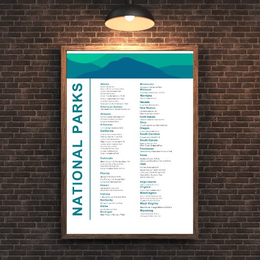 Lijst van nationale parken in de Verenigde Staten Poster