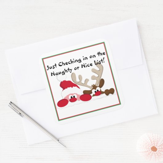 Lijst van Naughty of Nice Vierkante Sticker (Envelop)