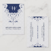 Lijst van Navy Blue & White  Lace Visitekaartje (Voorkant / Achterkant)