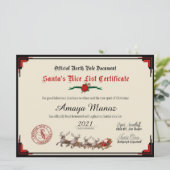 Lijst van Nice van Elegant Red & Ivory Santa Feestdagenkaart (Staand voorkant)