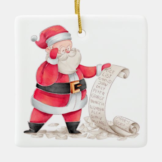 Lijst van Nice voor de kerstman Keramisch Ornament (Voorkant)