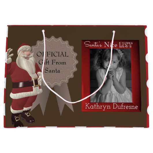 Lijst van Nice voor de kerstman met foto Large Cadeautasje (Voorkant)