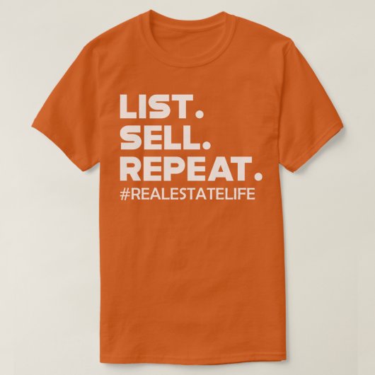 Lijst van onroerend goed Verkopen Herhalen T-shirt (Design voorkant)