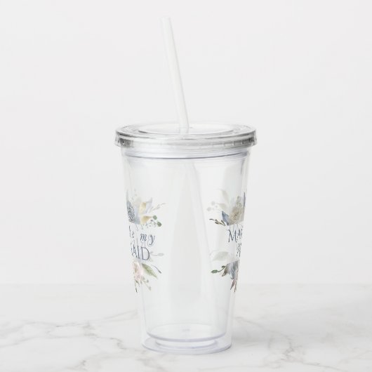 Lijst van ontdaan Floral | Elegant Roos Bridesmaid Acryl Drinkbeker (Links)
