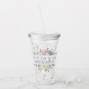 Lijst van ontdaan Floral   Elegant Roos Bridesmaid Acryl Drinkbeker