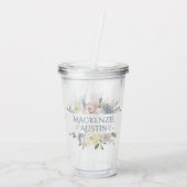 Lijst van ontdaan Floral | Elegant Roos Bridesmaid Acryl Drinkbeker (Achterkant)