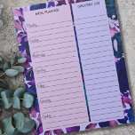 Lijst van Paarse plantgoed voor plantgoed Notitieblok<br><div class="desc">Paarse Floral Meal Planner en Grocery List Notitieblok om je week te organiseren. Dit notitieblok heeft een wekelijkse planner op elke pagina, met lijnsecties voor elke dag van de week en een grote regeldoos voor uw boodschappenlijst. Het ontwerp heeft een waterverf florale achtergrond in schaduwen van paars, duik, blauw en...</div>