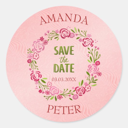 Lijst van Pink Flowers Ronde Sticker (Voorkant)