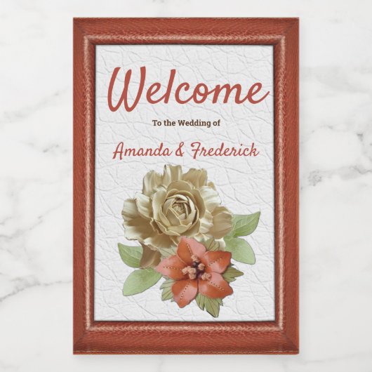 Lijst van rood leder wijn etiket (Enkel label)