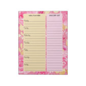 Lijst van roze en geel plantaardig meel notitieblok (Linkerzijde)