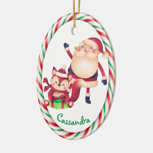 Lijst van Santa- en Fox Candy Cane Keramisch Ornament (Links)