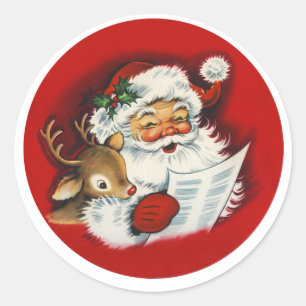 Lijst van Santa & Reindeer Nice Ronde Sticker