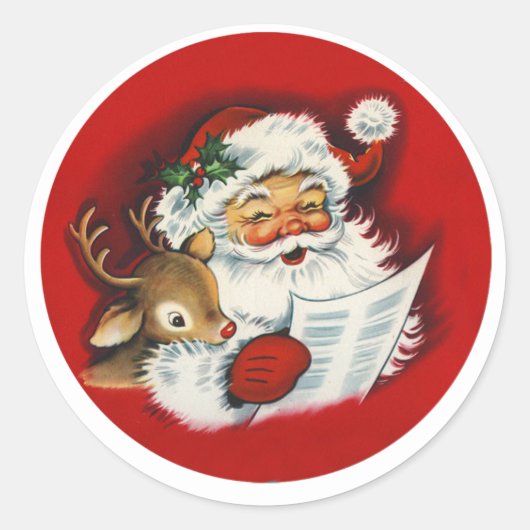 Lijst van Santa & Reindeer Nice Ronde Sticker (Voorkant)